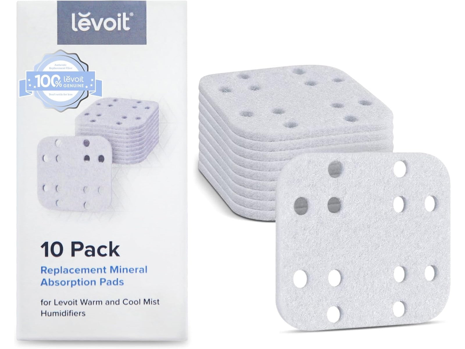 Mineralabsorberende erstatningsfilterspads for Levoit luftfugter (10pk)